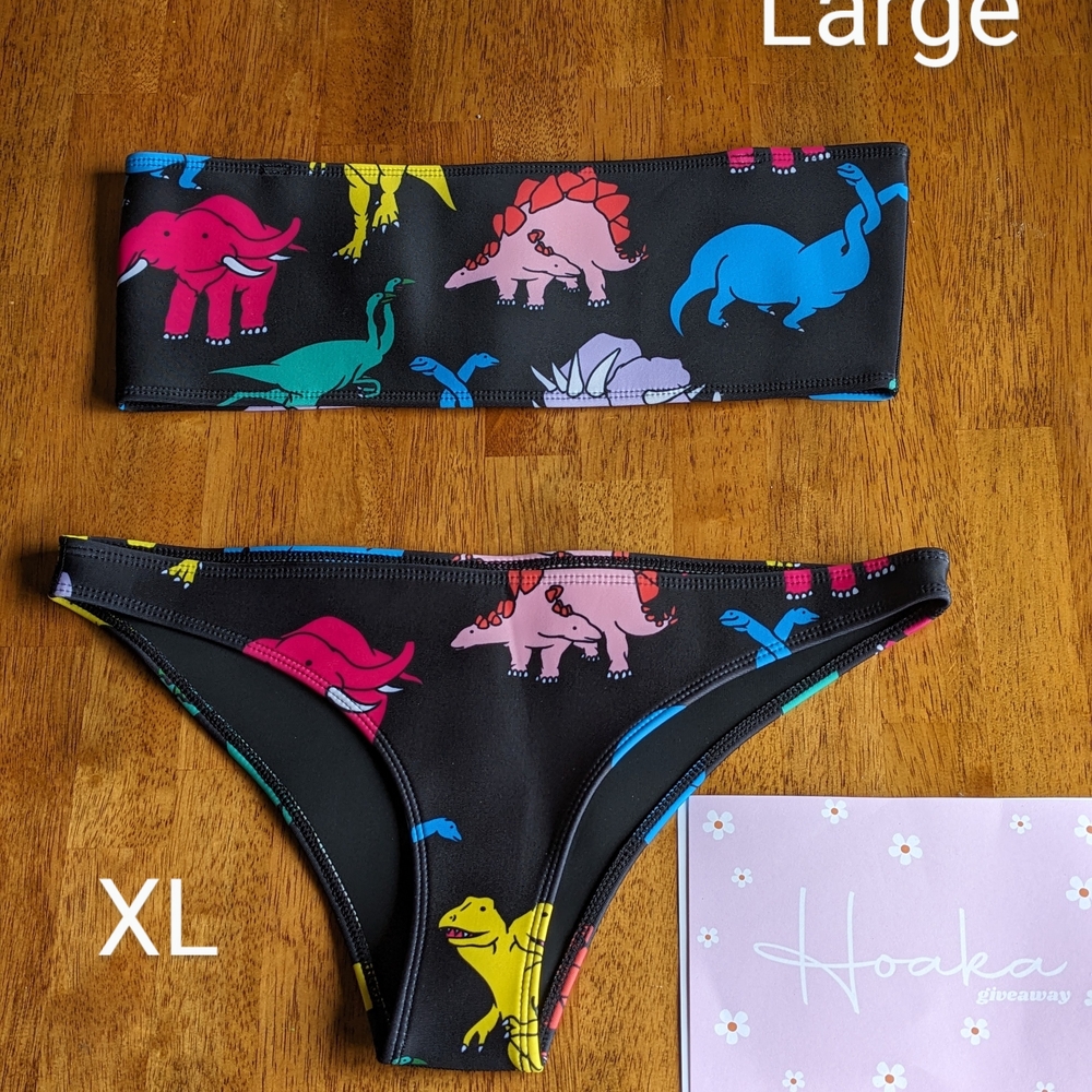 Kids Dinosaur Print Swim Set - Black